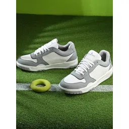 Roadster Men White & Grey Synthetic Casual Sneakers