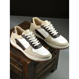 Roadster Men White Color Block Pattern Casual Sneakers