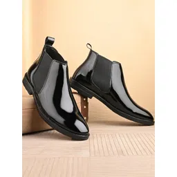 Roadster Premium Black Shiny Chelsea Boots For Men Trendy & Versatile