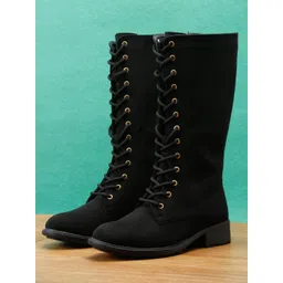 Roadster Women Black Laceup High-Top Boots