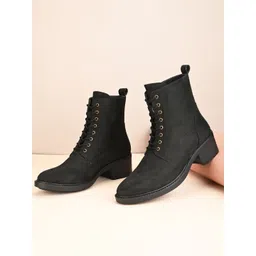 Roadster Women Black Mid Top Block Heeled Regular Boots