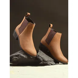 Roadster Women Tan Synthetic Casual Chelsea Boots