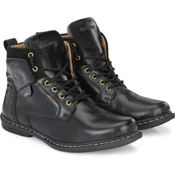 Robust-X ™ Leather Black Tough Lace Ups High Ankle Length Mens Casual Boots Boots For Men