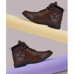 Robust-X ™ Leather Dark Brown Tough Lace Ups High Ankle Length Mens Casual Boots Boots For Men