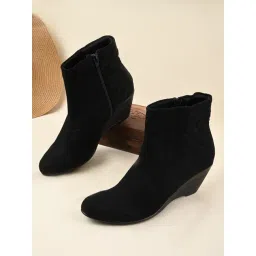 Rocia by Regal Women's Black Wedge Booties