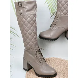 Ronnie Grey Women Block-Heeled Biker Boots