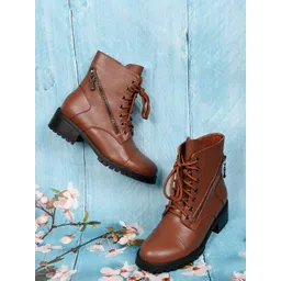 Ronnie Grey Women Block-Heeled Biker Boots