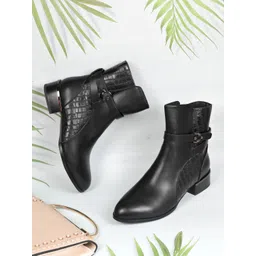 Ronnie Grey Women Casual Block-Heeled Regular Boots