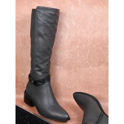 Ronnie Grey Women Casual Block-Heeled Regular Boots