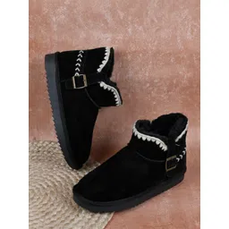 Ronnie Grey Women Leather Flatform Heeled Boots