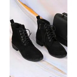 Ronnie Grey Women's Black Derby Boots