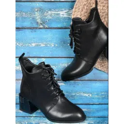 Ronnie Grey Women's Black Derby Boots
