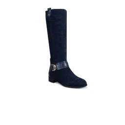 ROSSO BRUNELLO Blue Suede High-Top Block Heeled Boots