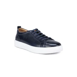 ROSSO BRUNELLO Men Blue Solid Leather Sneakers