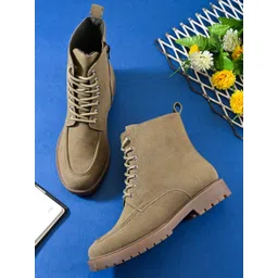 Round Toe Chunky Sole Mid Ankle Laceup| Chunky Sole| For Office,Party events Boots For Women