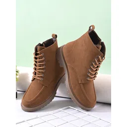 Round Toe Chunky Sole Mid Ankle Laceup| Chunky Sole| For Office,Party events Boots For Women