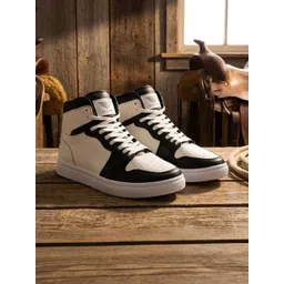 ROYAL RANCH Men Colourblocked PU High-Top Sneakers