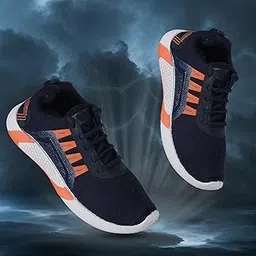 Running Shoes, Trekking Shoes, Walking Shoes, Formal Shoes for Men (Blue Orange, UK Footwear Size System, Adult, Men, Numeric, Wide, 10)