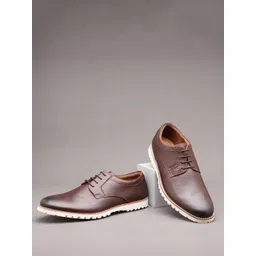 Ruosh Men Leather Round Toe Lace-Ups Casual Boots