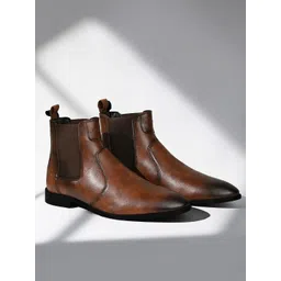 Russet Tan Mid-Top Ankle Slip-On Chelsea Boots for men, LSNRGCL Boots For Men