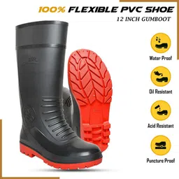 Safety Gumboots, 12-inch, Non-Metallic Toe Cap, Oil and Acid Resistant, Boots For Men