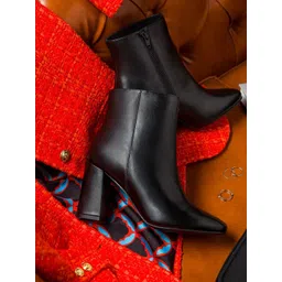 Saint G Black Leather Block Heeled Boots
