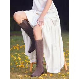 Saint G Brown Suede Leather Pull On Knee High Boots