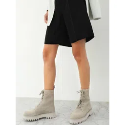 Saint G Cream-Coloured Leather Lace Up High Ankle Boots