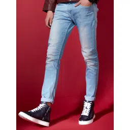 Saint G Men Blue Leather Sneakers