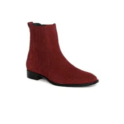 Saint G Men Textured Block Heel Leather Chelsea Boots
