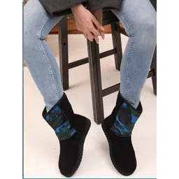 Saint G Navy Blue Camo Fabric Snug Boots