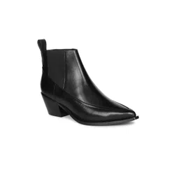 Saint G Women Casual Block-Heeled Leather Ankle Boots