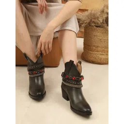 Saint G Women Embellished Genuine Leather Regular Boots