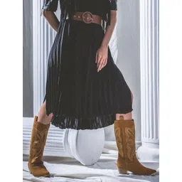 Saint G Women High -Top Embroidered Leather Block-Heel Cowboy Boots