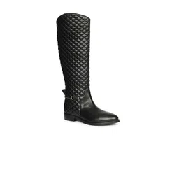 Saint G Women Textured Leather Block-Heeled Long Boots