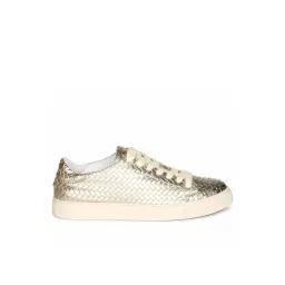 Saintg Gold Woven Leather Sneakers