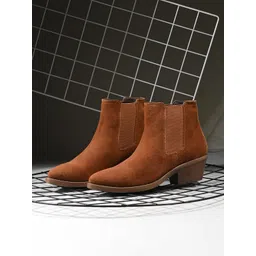 San Frissco Leather Block-Heeled Chelsea Boots