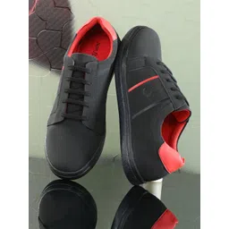San Frissco Men Black Textured Casual Sneakers