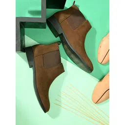 San Frissco Men Brown Faux Leather Flat Boots