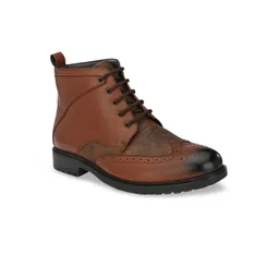San Frissco Men Brown Solid Mid-Top Flat Boots