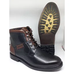 San Frissco Men Colourblocked Mid-Top Biker Boots