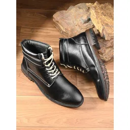 San Frissco Men Round Toe Mid-Top Lace-Up Boots