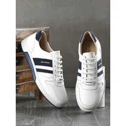 San Frissco Men White & Blue Mesh Casual Sneaker