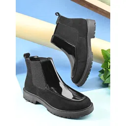 San Frissco Women Block Heel High-Top Chelsea Boots