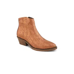 San Frissco Women Textured Block-Heeled Regular Boots