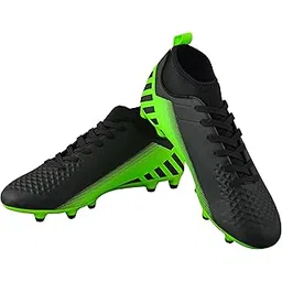 Santos FG Adult Soccer Cleats for Outdoor Play | Mid-Cut High Ankle Football Shoes for Mens | Molded TPU Outsole with Round Studs for Stability & Maximum Traction Black/Green