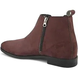 Saude Men's Zipper Chelsea Boots, Black Suede, Mid-Top, Side Zip Closure, Casual Ankle Boot