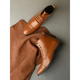 SERVER Men Leather Soild Regular Boot