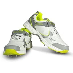 SG Armour Spike Cricket Shoes in White/Grey/Lime – Your Ultimate Cricket Companion