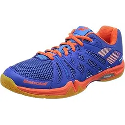 Shadow Team Men's Badminton Court Shoes, Blue and Orange, Indoor Sports Footwear, Size 6 UK, Lightweight Support